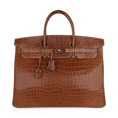 Warm Tawny Amber Brown Distinct Large Scaled Generous Sized Structured Hand Tote With Pale Contrast Edge Stitching, Luminous Golden Twist Lock Hardware And Matching Scaled Suspended Metal Padlock Charm