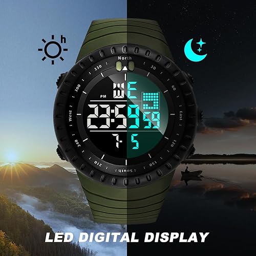 Men's Watches Sports Outdoor Waterproof Military Digital Watch Date Multi Function Tactics LED Face Alarm Stopwatch for Men