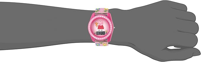 Peppa Pig Kids Digital LCD Watch – Pink Floral Strap, Easy-Read Display, Fun Cartoon Character Design, Adjustable Fit, Lightweight & Comfortable, Perfect for Girls
