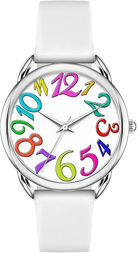 Watch for Women Big Face Colorful Arabic Numeral Easy to Read Soft Silicone Strap Watch