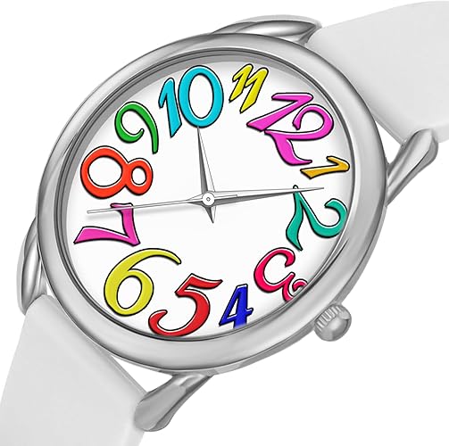 Watch for Women Big Face Colorful Arabic Numeral Easy to Read Soft Silicone Strap Watch