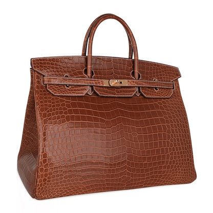 Warm Tawny Amber Brown Distinct Large Scaled Generous Sized Structured Hand Tote With Pale Contrast Edge Stitching, Luminous Golden Twist Lock Hardware And Matching Scaled Suspended Metal Padlock Charm