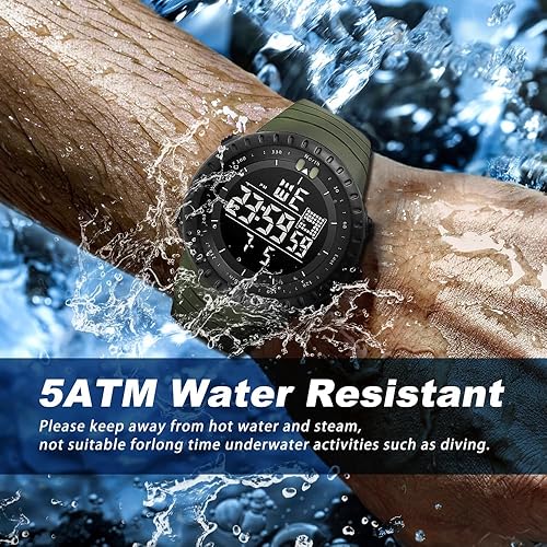 Men's Watches Sports Outdoor Waterproof Military Digital Watch Date Multi Function Tactics LED Face Alarm Stopwatch for Men