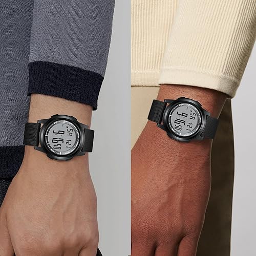 Mens Digital Watch Ultra Thin Minimalist Sports Waterproof Outdoor LED Screen Large Face Wrist Watches for Men with Back Light Alarm Date Stopwatch